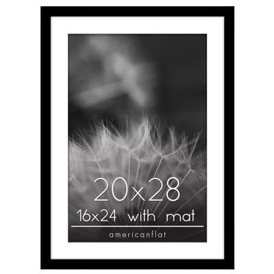 Americanflat 20x28 Picture Frame with Polished Plexiglass, Use as 16x24 Frame with Mat or 20x28 Frame Without Mat, Epic Collection, Black