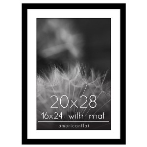 Americanflat 20x28 Picture Frame with Polished Plexiglass, Use as 16x24 Frame with Mat or 20x28 Frame Without Mat, Epic Collection, Black - 1 of 4