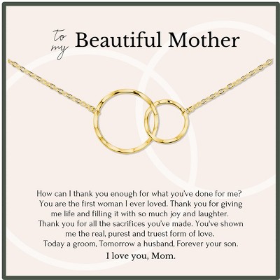 HOPE LOVE SHINE Mother of the Groom Gifts from Son Wedding Necklace 14k Gold Plated Sterling Silver 2 Rings 18"