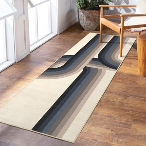 Modern Area Rug, Washable Abstract Accent Carpet with Non-Slip Backing, Soft Low Pile Throw Rug for Living Room Bedroom Office - 1 of 4