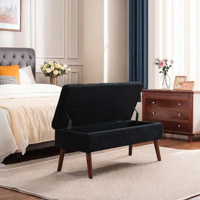 NicBex Modern 43.3" Linen Storage Bench with Wood Legs for Bedroom and Living Room
