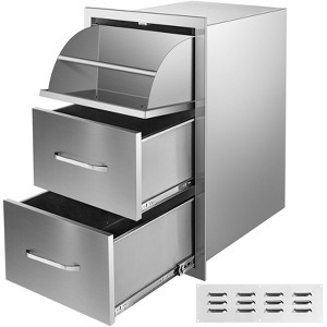 VEVOR 17W x 30H x 21D Inch Outdoor Kitchen Stainless Steel Double Access Drawers with Paper Towel Holder Combo for BBQ Island,Silver - 1 of 4