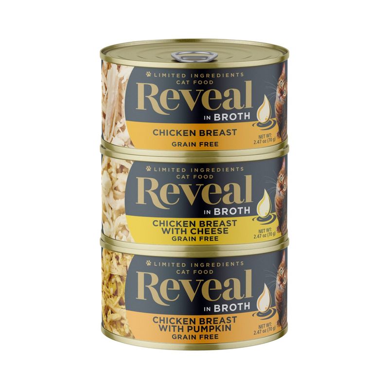 Reveal Natural Limited Ingredient Grain Free Variety of Chicken Flavors in Broth Wet Cat Food - 2.47oz/12pk, 4 of 7