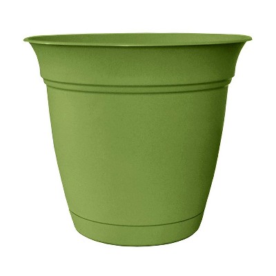 HC Companies 8" Eclipse Planter Indoor Outdoor Pot with Attached Saucer for Flowers, Vegetables, and Succulents, Peridot Green, ECA08000BF81012LRCAQ