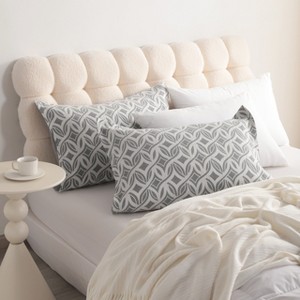 2 Pack Triple-Layer Cotton Pillow Shams, Breathable Thermal Yarn-Dyed Pillowcases - NTBAY - 1 of 4