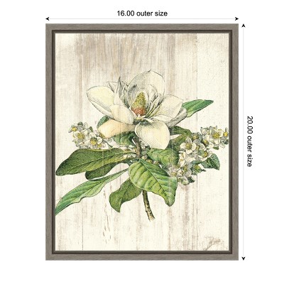 Creamy White Magnolia Botanical Framed Canvas Print