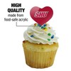 Sacred Heart University Primary Logo Heart Love Cupcake Picks Toppers Decoration Set of 6 - 3 of 4