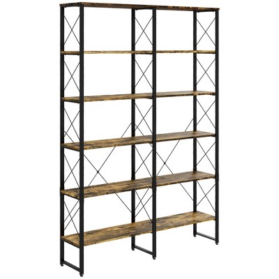 Homcom 5-tier Bookshelf With Steel Frame, Bookcase With Adjustable Foot ...