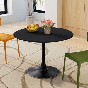 Round Dining Table with Printed Wood Grain Table Top,Metal Base Pedestal Kitchen Table for 4-6 Person for Kitchen Small Space-Maison Boucle - 1 of 4