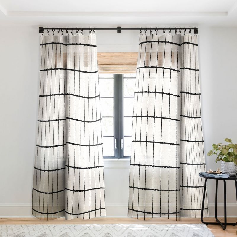 Holli Zollinger Linen Grid Single Panel Sheer Window Curtain - Deny Designs, 1 of 7