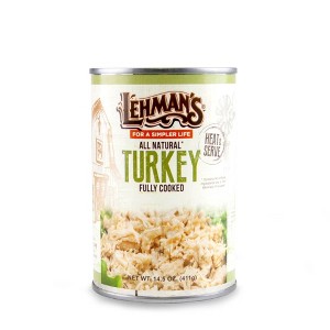 Lehman's All Natural Canned Meat, USA Made Ready to Eat for Everyday, Camping or Emergencies, 14.5 oz Cans, Case of 24, Turkey - 1 of 4