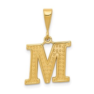 Black Bow Jewelry 14k Yellow Gold, Ashley Collection, Textured Initial M Pendant - 1 of 4