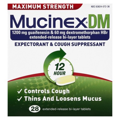Mucinex DM Maximum Strength Expectorant & Cough Suppressant Extended Release Bi-Layer Tablets - 28ct