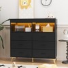 Changing Table Dresser with Drawers, Baby Dresser with Changing Table Top, Power Outlet,LED Light&betal Feet,Diaper Changing Station Nursery Organizer - 2 of 4