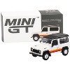 Land Rover Defender 90 Wagon White with Black Top and Stripes Ltd Ed to 1800 pcs 1/64 Diecast Model Car by Mini GT - 4 of 4