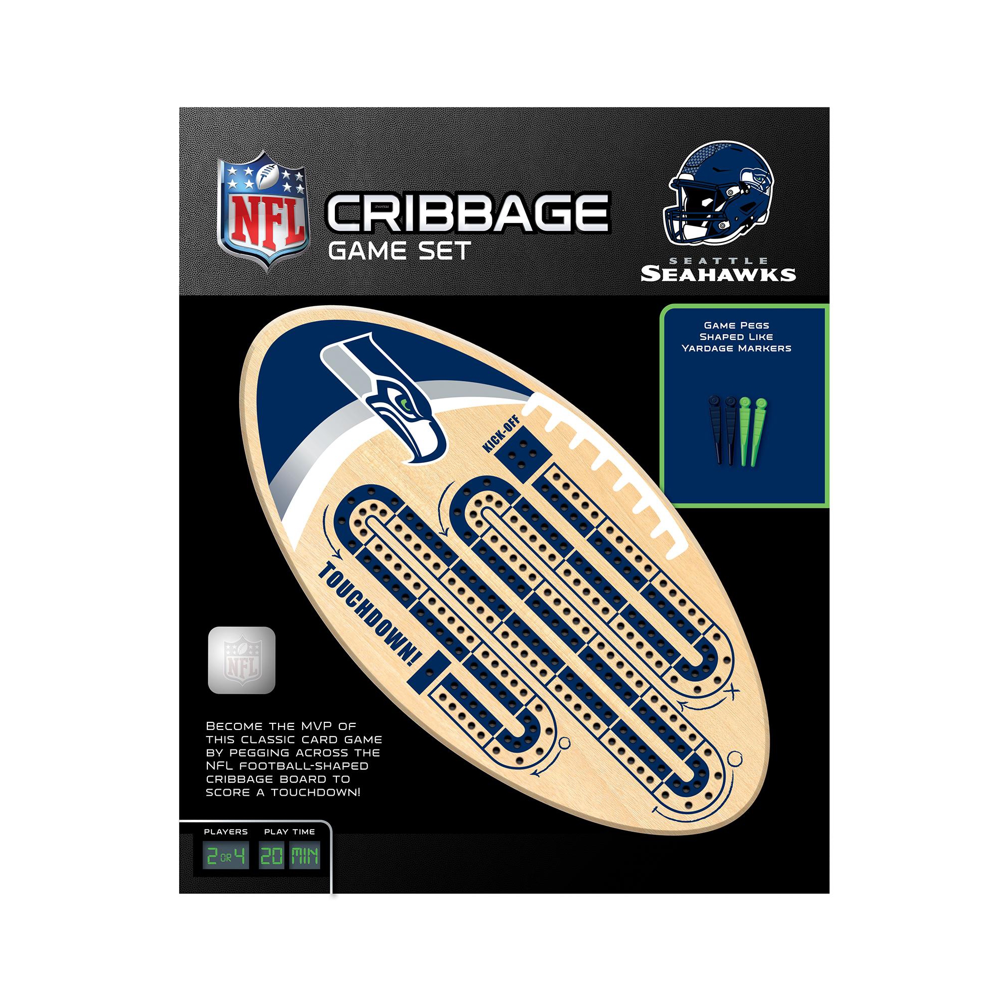 MasterPieces NFL Seattle Seahawks Cribbage Board Game for Adults - Officially Licensed NFL Toy