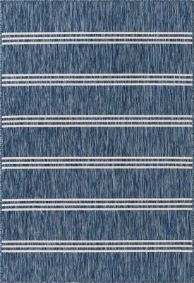 Modern Outdoor Flatweave 4' x 6' Blue Geometric Synthetic Rug