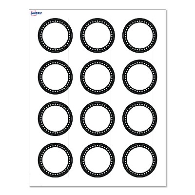 Avery Labels, 2" Diameter, Matte White, Black & White Polka Dots, 120ct
