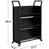 3 Tier Book Cart, Duty Metal Rolling Cart , V Shaped Library Carts Storage Book Organizer, Portable Bookshelf for Classroom School Office - 2 of 4