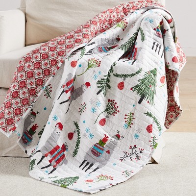 Fa La La Llama Holiday Quilted Throw Multi-Color - Levtex Home