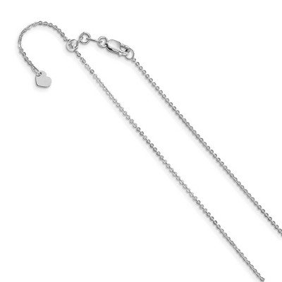 Black Bow Jewelry 1mm 14k White Gold Adjustable Flat Cable Chain Necklace