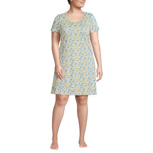 Lands' End Women's Cotton Short Sleeve Knee Length Nightgown - 1 of 3