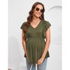 Womens Maternity Tops Shirts Ruffle Short Sleeve V Neck T Shirts Summer Casual High Waist Tops Pregnancy Tunic Blouse - 2 of 4