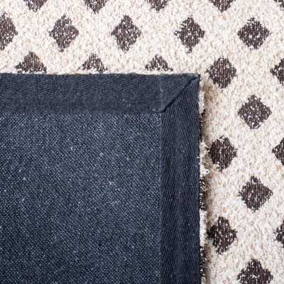 Ivory and Natural Checkered Flat Woven 4' x 6' Area Rug