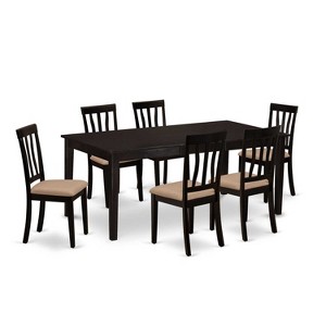Gothic Glamour Dining Set - Table with Leaf & 6 Chairs - Elegant Cappuccino Finish - 1 of 4