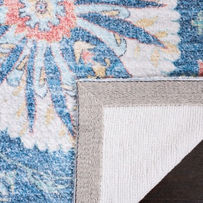 Handmade Blue & Cream Cotton-Synthetic 4'x6' Reversible Flat Woven Rug
