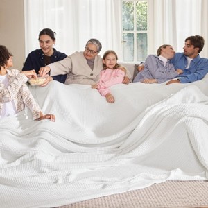 Bedsure-Waffle Weave 100% Cotton Solid Blanket For All Season, Breathable and Soft, Waffle Weave Blanket for Best Gift - 1 of 4