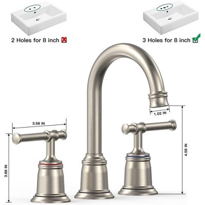 Classical Brushed Nickel 8 Inch Widespread Bathroom Faucet Set