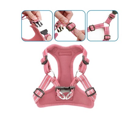 Small Pink Reflective Mesh Step-In Dog Harness