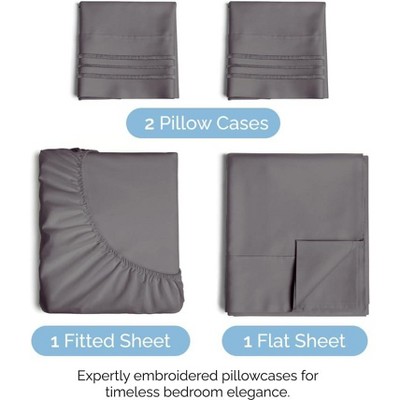Queen Dark Grey Microfiber 4-Piece Bed Sheet Set