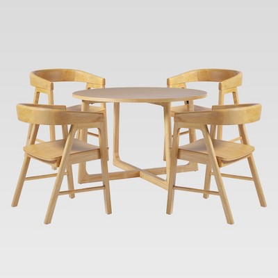 Saracina Home 5pc Round Dining Table Set with Solid Wood Chairs