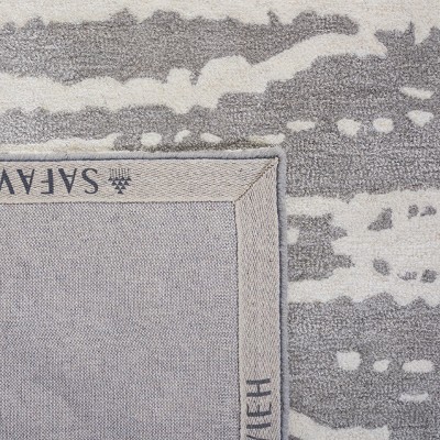 Grey and Ivory Hand-Tufted Wool and Viscose Runner Rug