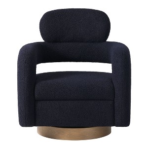 WestinTrends Alexandria Mid-Century Modern Faux Shearling Swivel Barrel Accent Chair - 1 of 4