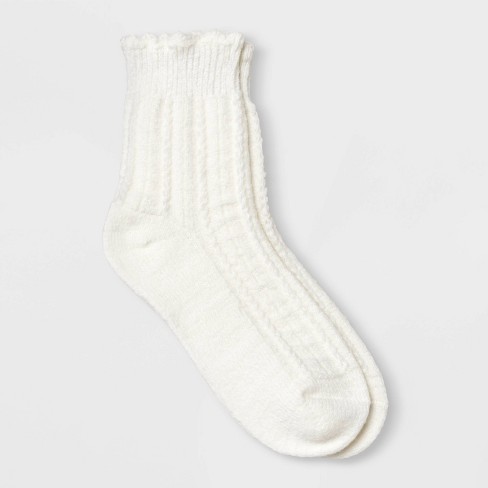 Women's Scallop Edge 3pk Ankle Socks - Universal Thread™ Oatmeal/cream/brown  4-10 : Target