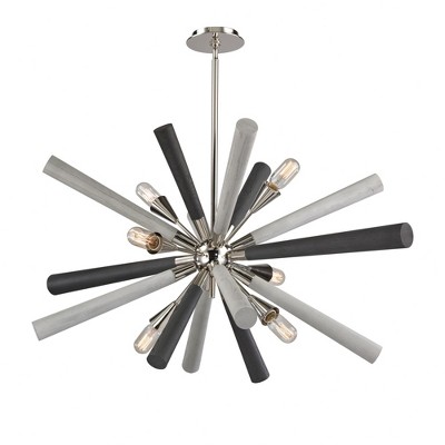Elk Home Solara 6 - Light Chandelier in  Grey Washed Wood Tone/Polished Nickel