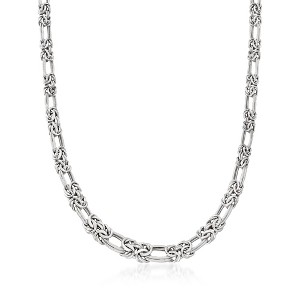 Ross-Simons Sterling Silver Flat Byzantine Double-Link Necklace - 1 of 3