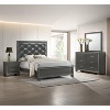 Vynxaria Contemporary 1pc Nightstand - Dark Gray Finish, 2 Drawers (Metal Pull Handles), Sparkling Accent Band, Bedside Storage Furniture (1pc Only) - 3 of 4