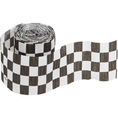 4ct Check Streamer Black/White: Creative Converting Party Supplies, Checkered Streamers for Birthday, 30" Paper Decor