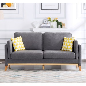 AndMakers 72.4 in. W Square Arm Chenille Modern Straight Sofa with Pillows - 1 of 4