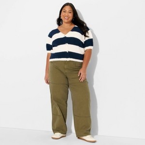 Women's Puff Short Sleeve V-Neck Cardigan - Wild Fable™ - 1 of 3