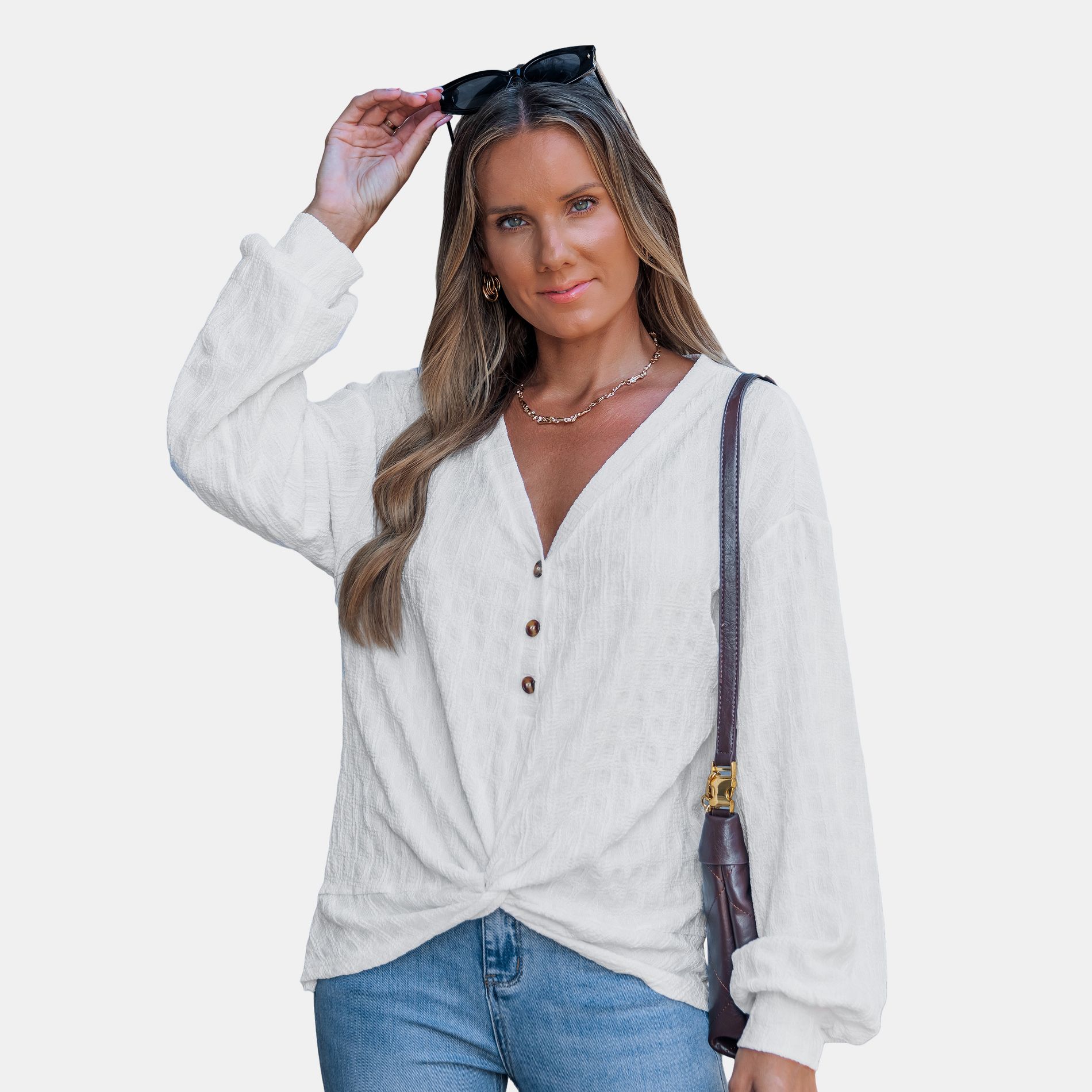 Women's Effortlessly Chic Button-Down Blouse - Cupshe-M-White