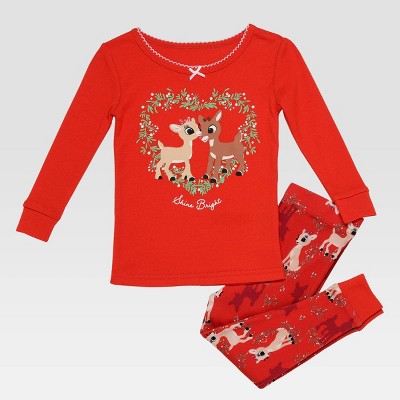 Toddler Girls' Rudolph the Red-Nosed Reindeer Snug Fit Pajama Set - Red