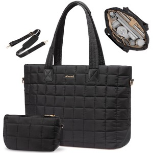 Tote Bag for Women, Large Puffer Tote Bag with Zipper Quilted Light Work Bag Fits 15 Inch Laptop Bags - 1 of 4