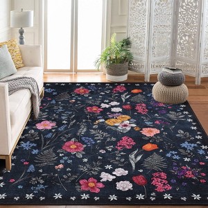 Botanical Floral Washable Area Rugs Large Rugs for Living Room Non-Slip Soft Modern Rugs Accent Floor Carpet - 1 of 4