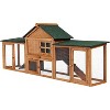 80in Wooden Rabbit Hutch, Outdoor Chicken Coop, Bunny Hutch Guinea Pig Pet House Bunny Cage with Double Side Runs, Weatherproof Roof, Removable Tray - 2 of 4
