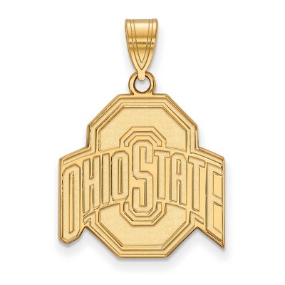 Black Bow Jewelry 10k Yellow Gold Ohio State Buckeyes NCAA Large Pendant